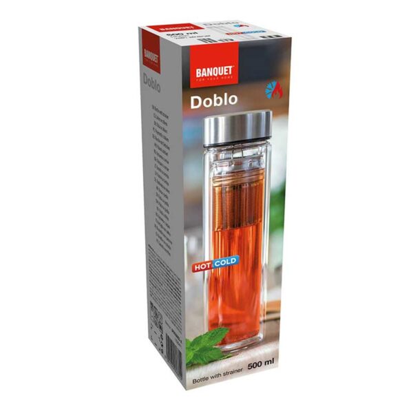 Szklany termos z zaparzaczem 500 ml – BANQUET DOBLO - obrazek 8
