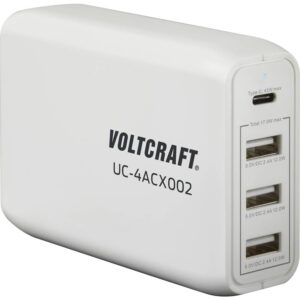 VOLTCRAFT UC-4ACX002 Ładowarka USB 62 W dom Maksymalne natężenie wyjściowe 3400 mA 1x USB-C®, 3x USB-A Ilość wyjść: 4 x